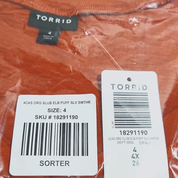 ❤️NWT VINTAGE TORRID DRESS PUFF SLEEVE - POCKETS SKATER RUSTY ORANGE - PLUS SIZE - Picture 5 of 13